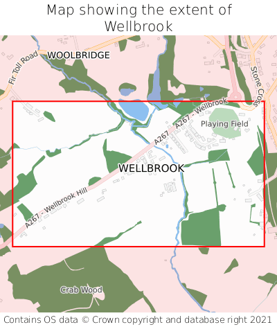 Map showing extent of Wellbrook as bounding box