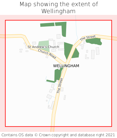 Map showing extent of Wellingham as bounding box