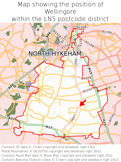 Map showing location of Wellingore within LN5