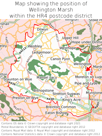 Map showing location of Wellington Marsh within HR4