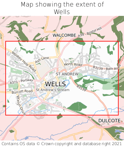 Map showing extent of Wells as bounding box