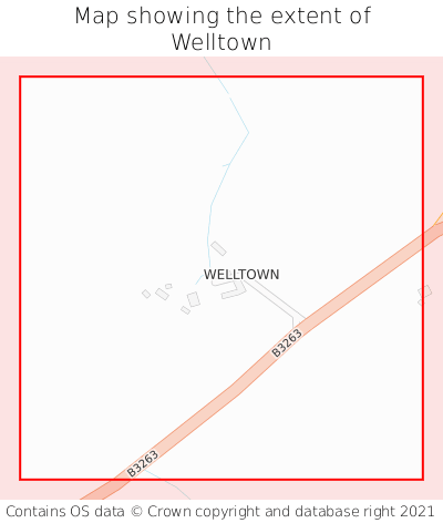 Map showing extent of Welltown as bounding box