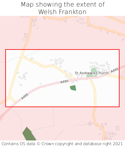 Map showing extent of Welsh Frankton as bounding box