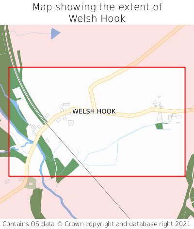 Map showing extent of Welsh Hook as bounding box