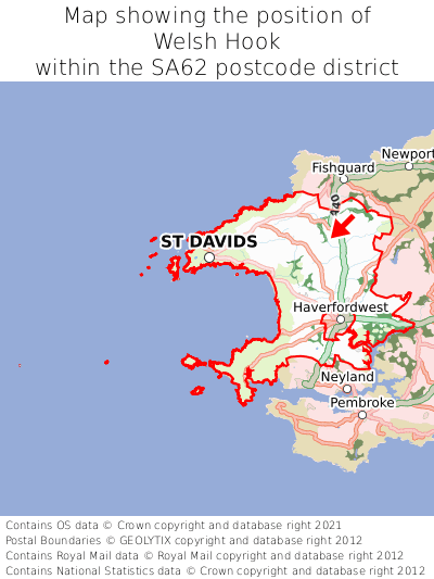 Map showing location of Welsh Hook within SA62