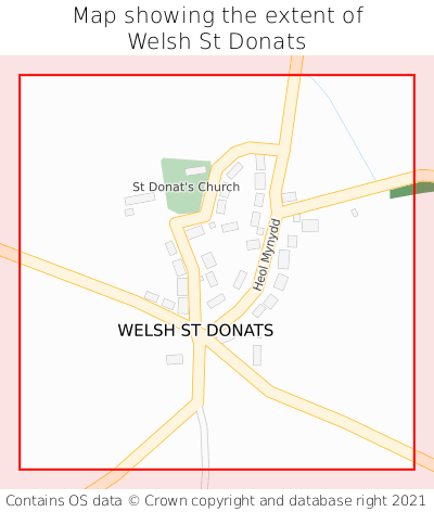 Map showing extent of Welsh St Donats as bounding box