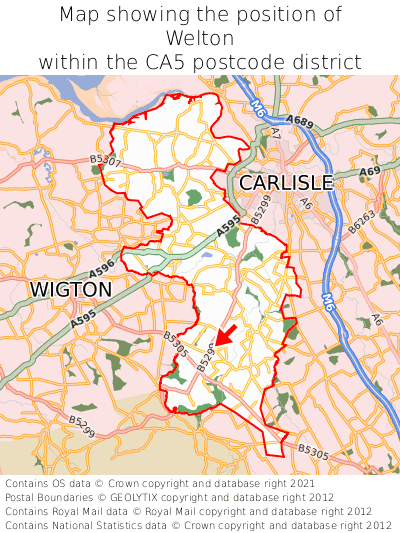Map showing location of Welton within CA5