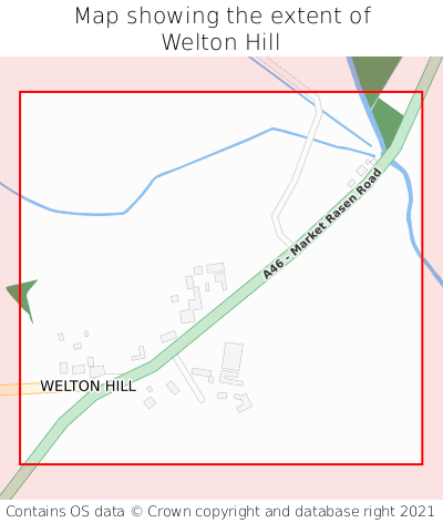Map showing extent of Welton Hill as bounding box