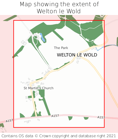 Map showing extent of Welton le Wold as bounding box