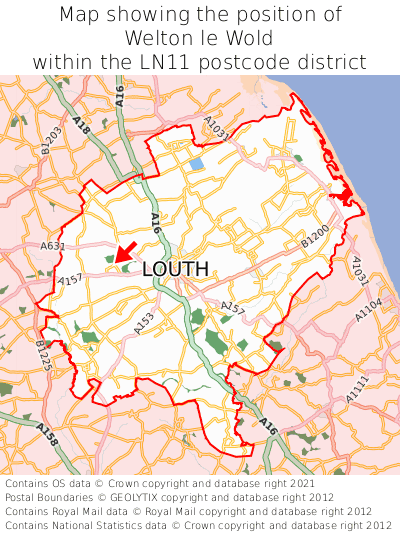 Map showing location of Welton le Wold within LN11
