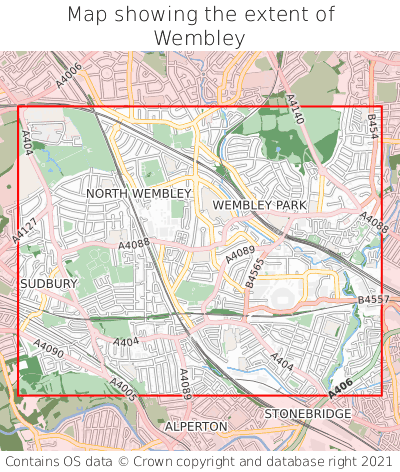 Map showing extent of Wembley as bounding box
