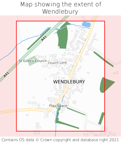 Map showing extent of Wendlebury as bounding box