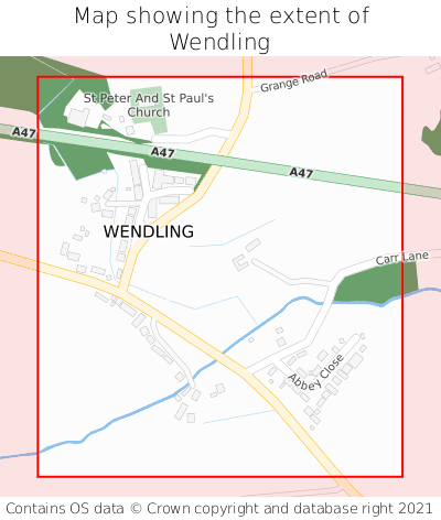 Map showing extent of Wendling as bounding box