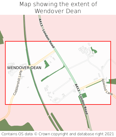 Map showing extent of Wendover Dean as bounding box