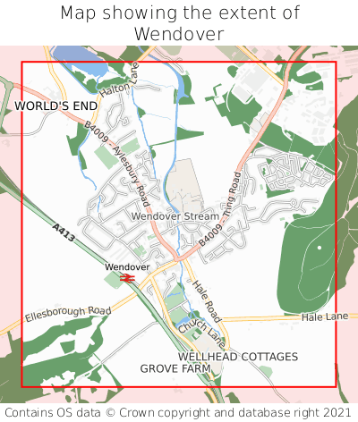 Map showing extent of Wendover as bounding box