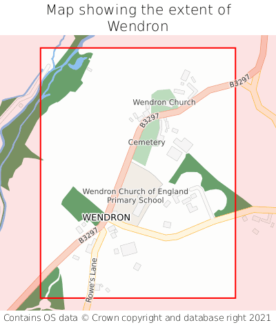 Map showing extent of Wendron as bounding box