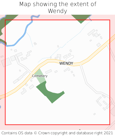 Map showing extent of Wendy as bounding box