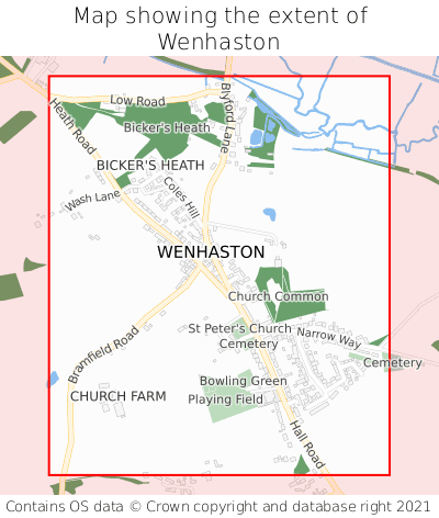 Map showing extent of Wenhaston as bounding box