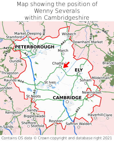 Map showing location of Wenny Severals within Cambridgeshire