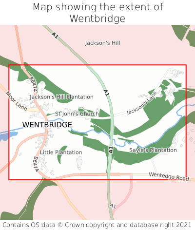 Map showing extent of Wentbridge as bounding box