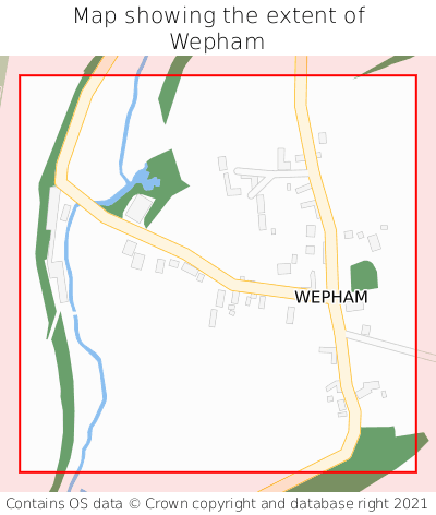 Map showing extent of Wepham as bounding box