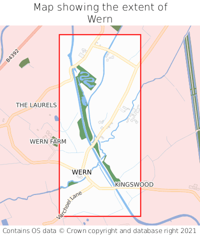 Map showing extent of Wern as bounding box