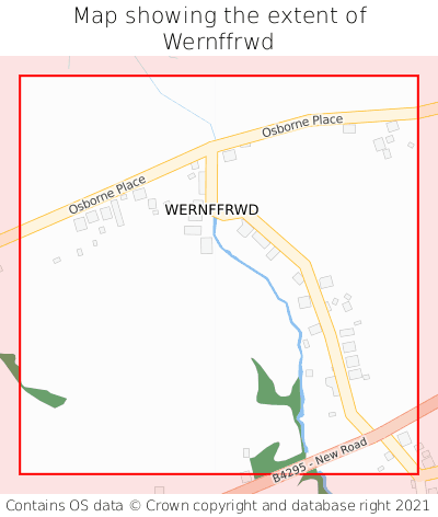 Map showing extent of Wernffrwd as bounding box