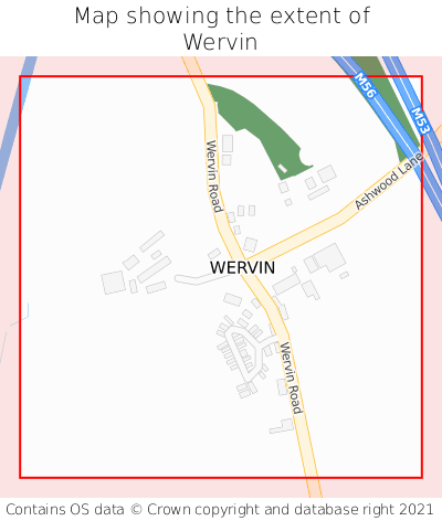 Map showing extent of Wervin as bounding box