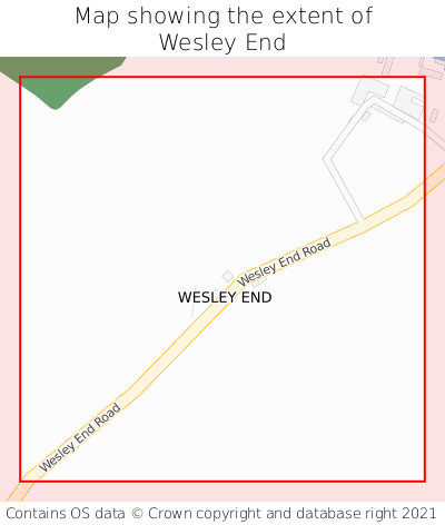 Map showing extent of Wesley End as bounding box