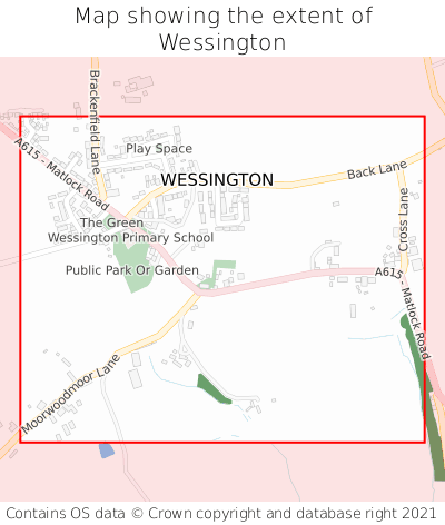 Map showing extent of Wessington as bounding box