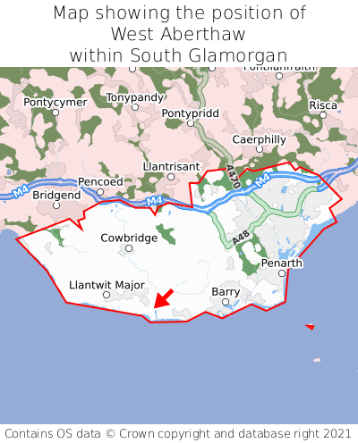 Map showing location of West Aberthaw within South Glamorgan