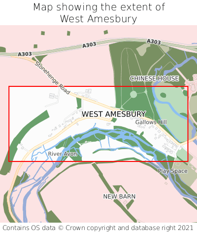Map showing extent of West Amesbury as bounding box