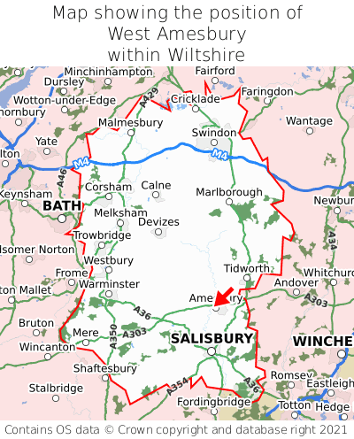 Map showing location of West Amesbury within Wiltshire