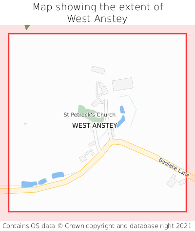 Map showing extent of West Anstey as bounding box