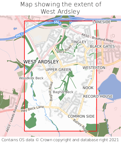 Map showing extent of West Ardsley as bounding box