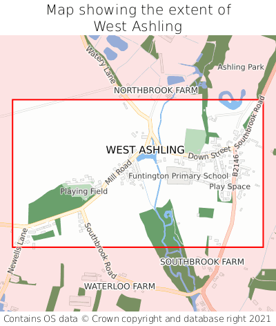 Map showing extent of West Ashling as bounding box