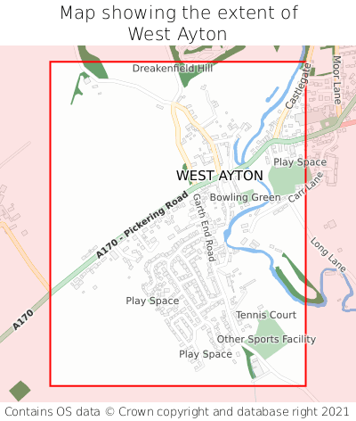 Map showing extent of West Ayton as bounding box
