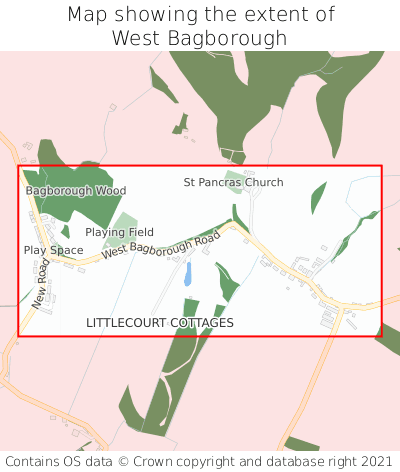 Map showing extent of West Bagborough as bounding box