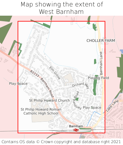 Map showing extent of West Barnham as bounding box