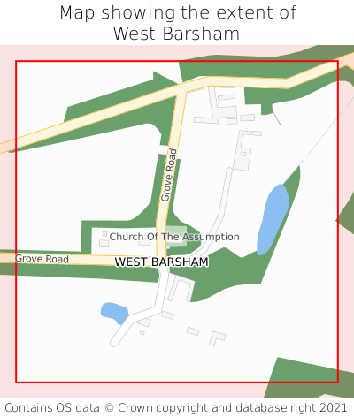 Map showing extent of West Barsham as bounding box