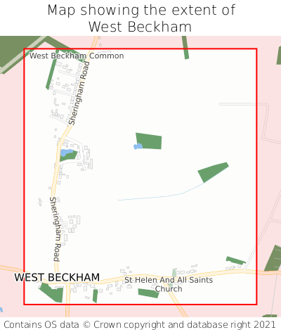 Map showing extent of West Beckham as bounding box