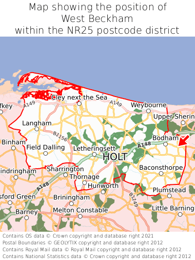 Map showing location of West Beckham within NR25