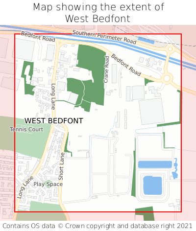 Map showing extent of West Bedfont as bounding box