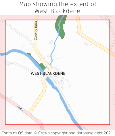 Map showing extent of West Blackdene as bounding box