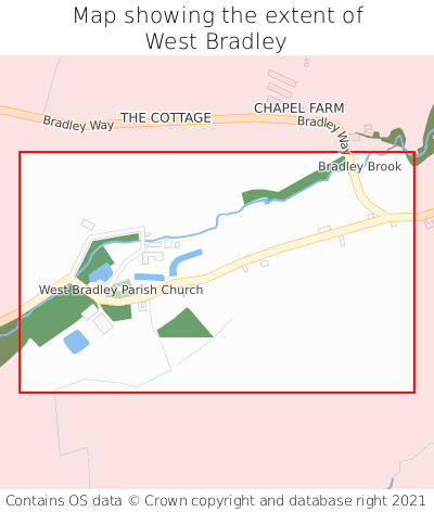 Map showing extent of West Bradley as bounding box