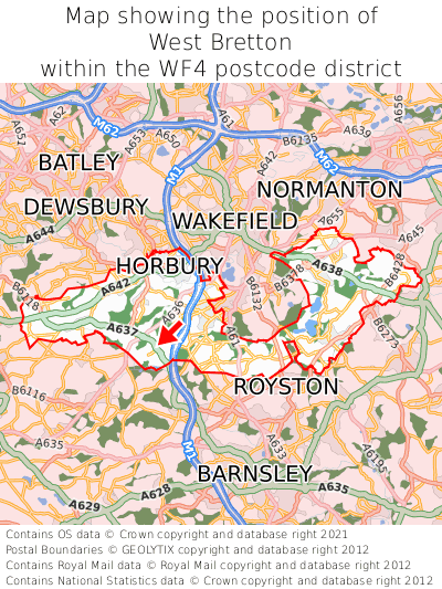 Map showing location of West Bretton within WF4