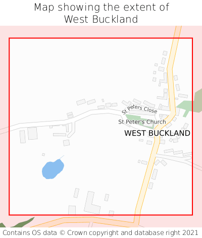 Map showing extent of West Buckland as bounding box