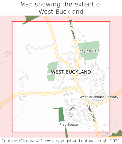 Map showing extent of West Buckland as bounding box