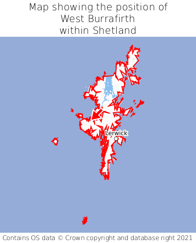 Map showing location of West Burrafirth within Shetland