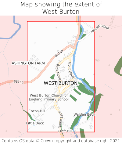 Map showing extent of West Burton as bounding box